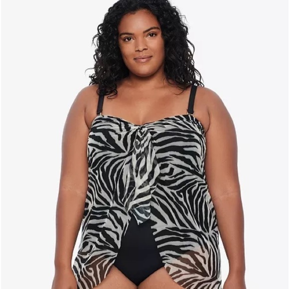 Lauren RALPH LAUREN Plus Size Zebra Print Flyaway One Piece size 18W zebra - Picture 1 of 13
